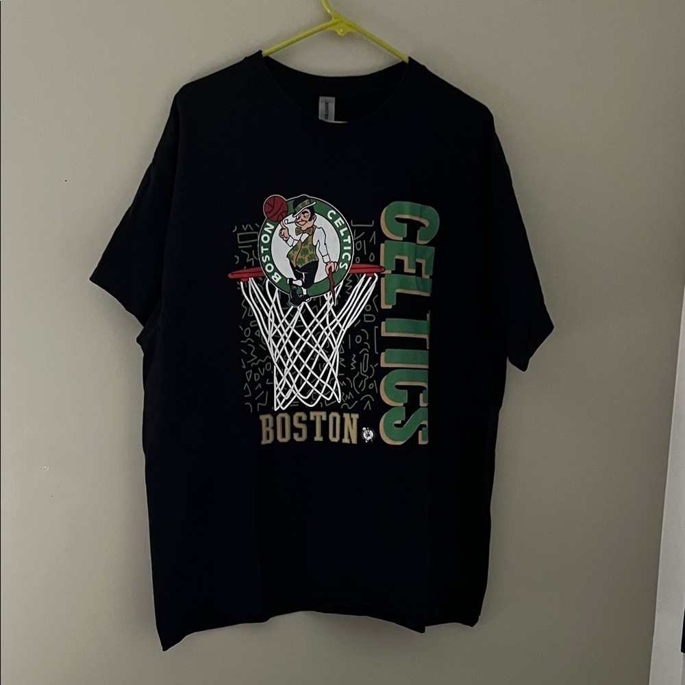 Boston Celtics Graphic T Shirt Black NBA Basketball Heavy Cotton XL